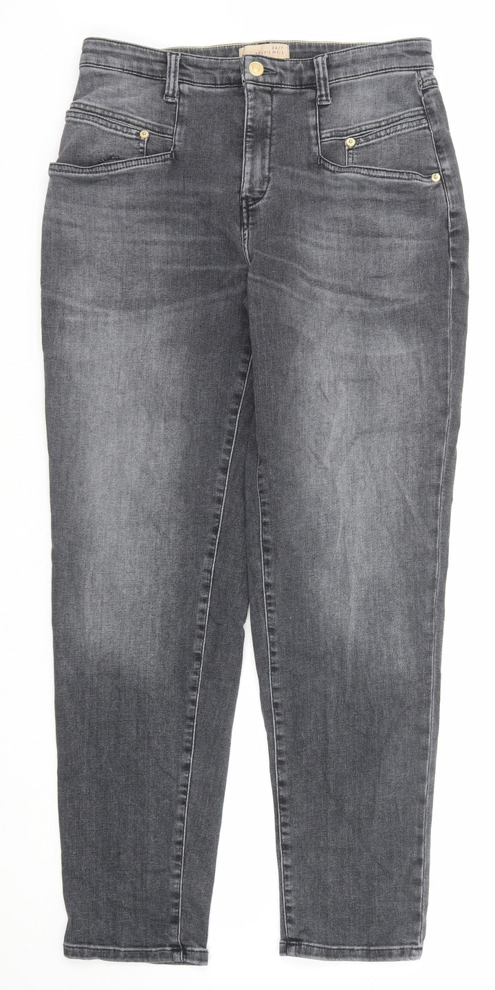 Sylvie Meis Womens Black Cotton Straight Jeans Size 30 in Regular Zip