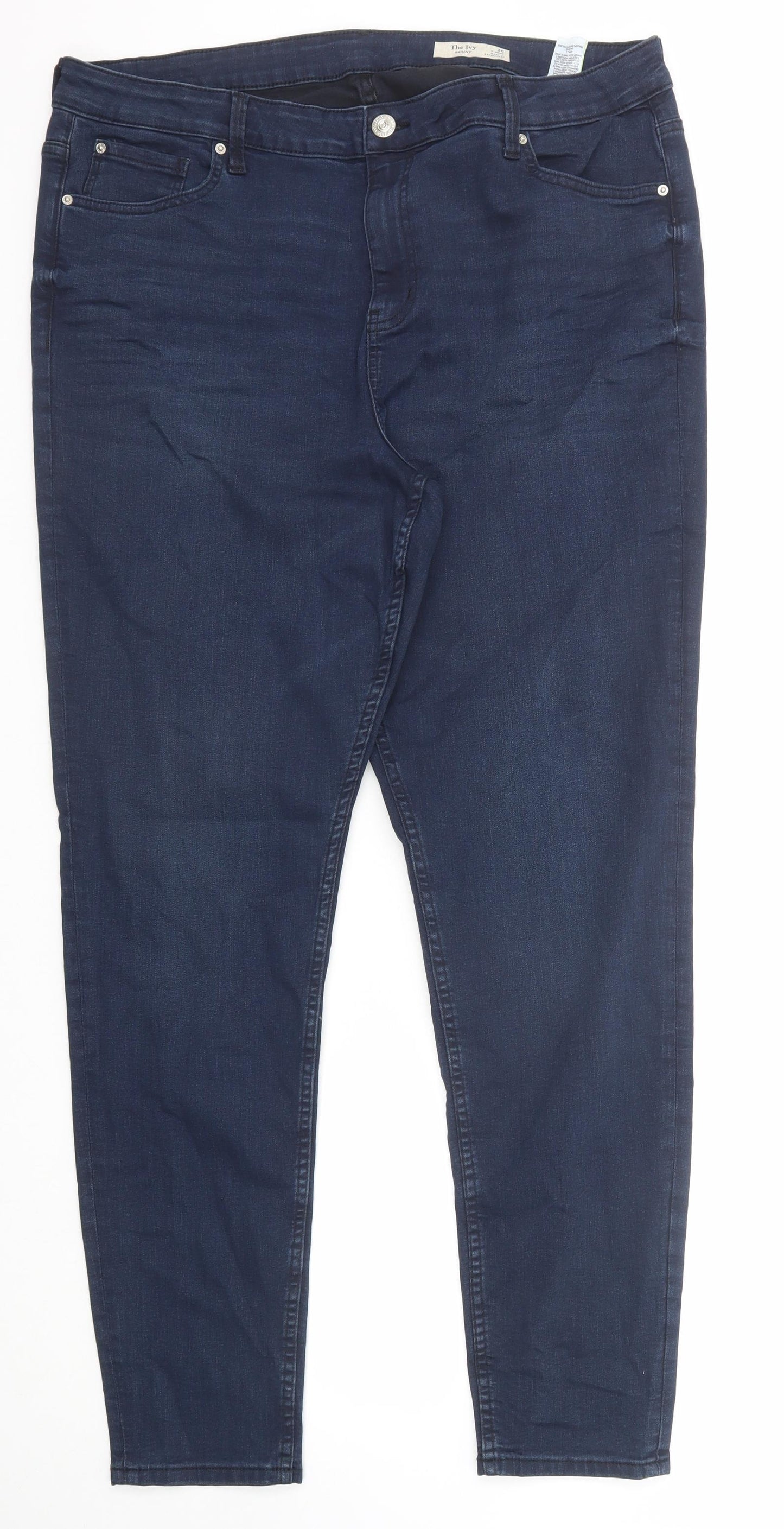Marks and Spencer Womens Blue Cotton Skinny Jeans Size 20 Regular Zip