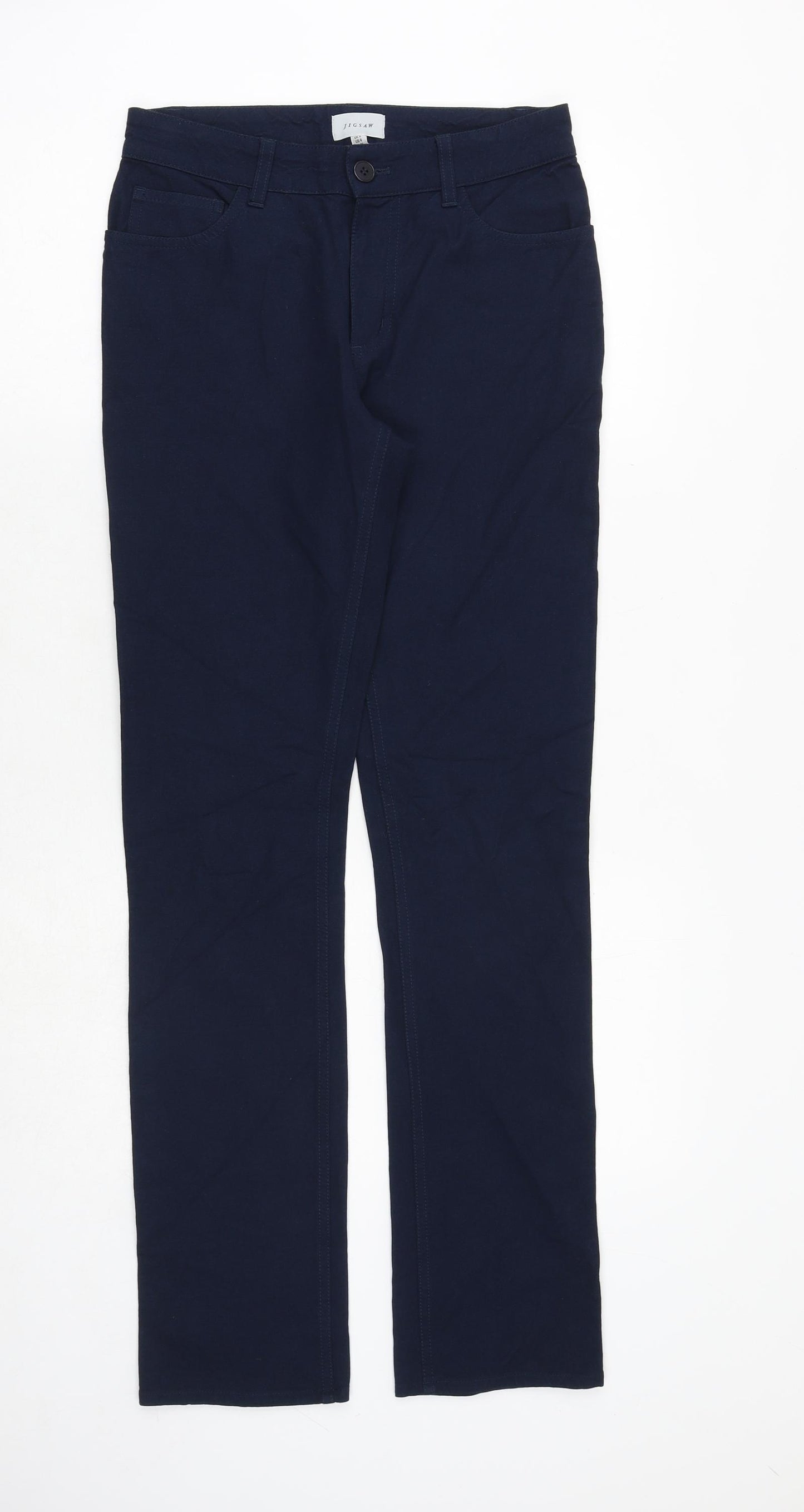 Jigsaw Womens Blue Cotton Straight Jeans Size 8 Regular Zip