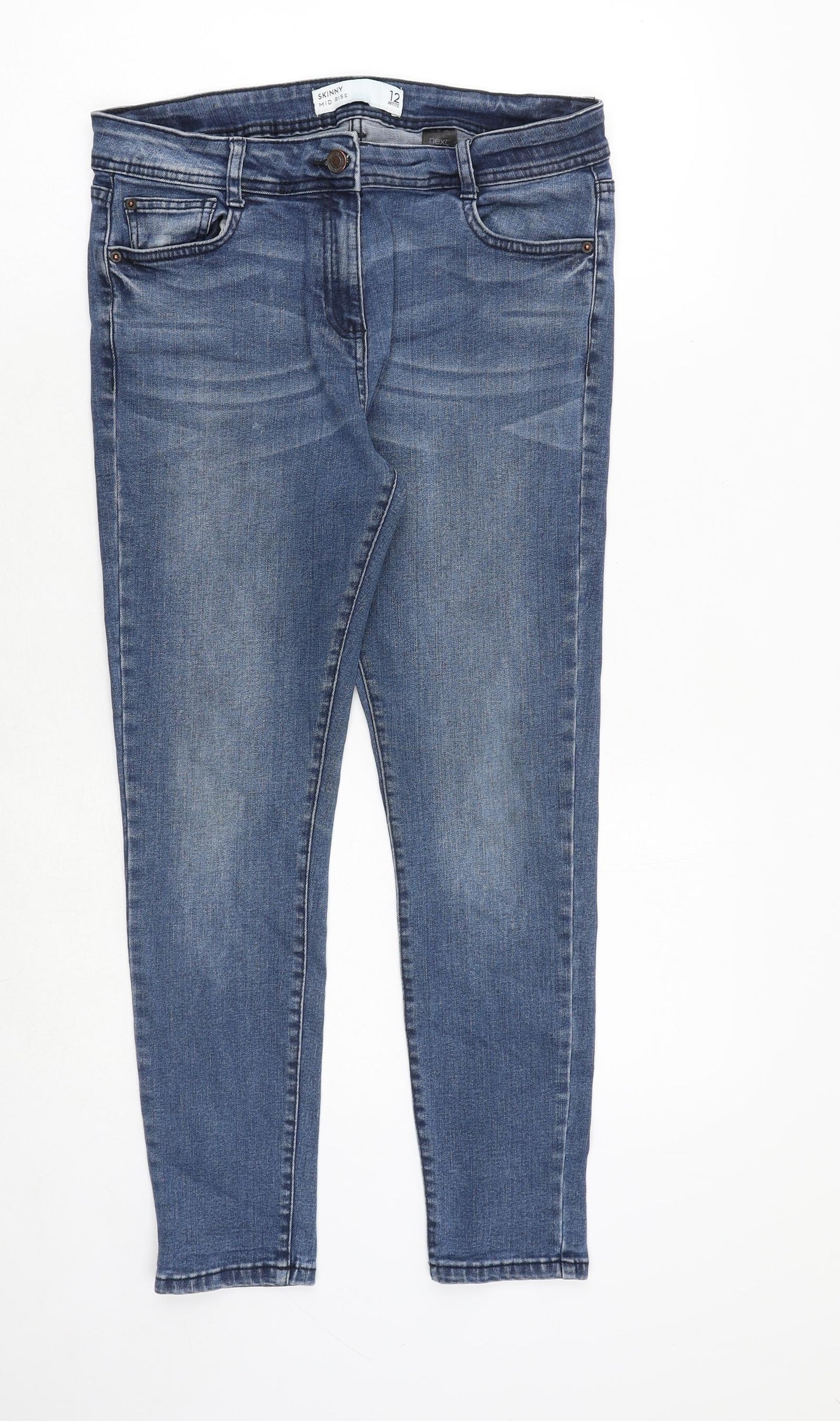 NEXT Womens Blue Cotton Skinny Jeans Size 12 Regular Zip