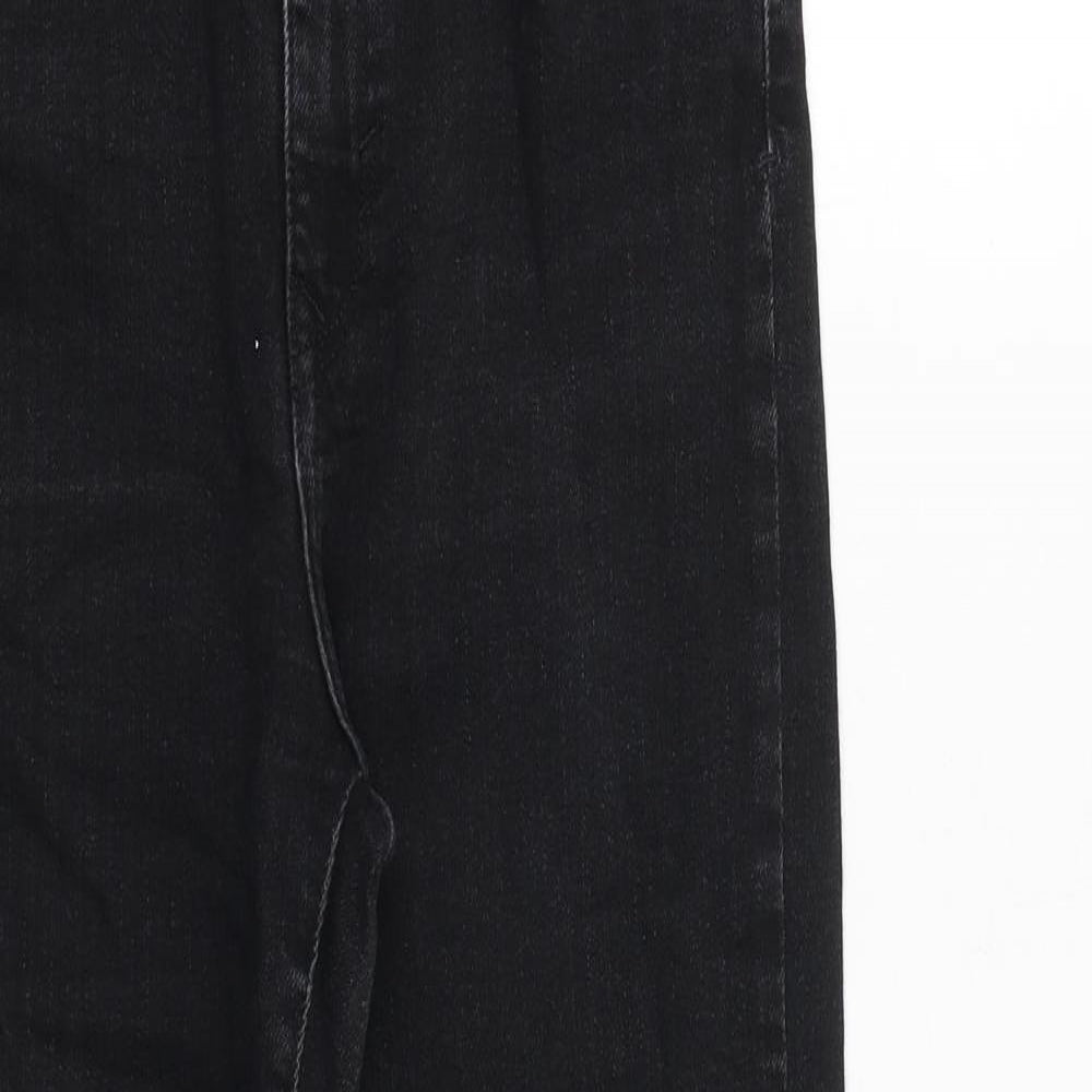 Zara Womens Black Cotton Straight Jeans Size 10 Regular Zip