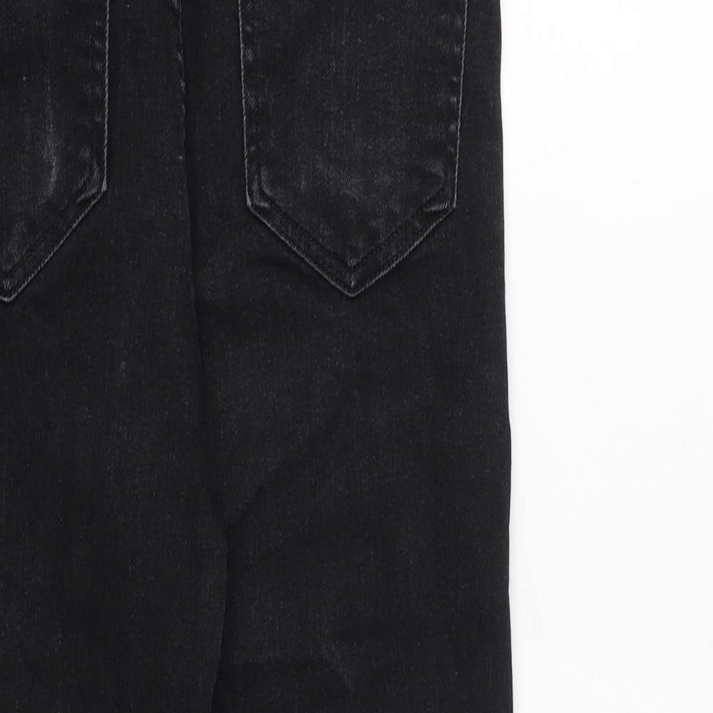 Zara Womens Black Cotton Straight Jeans Size 10 Regular Zip