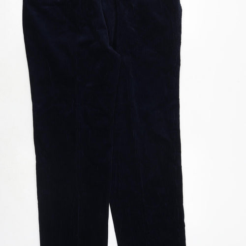 Marks and Spencer Mens Blue Cotton Trousers Size 36 in Regular Zip