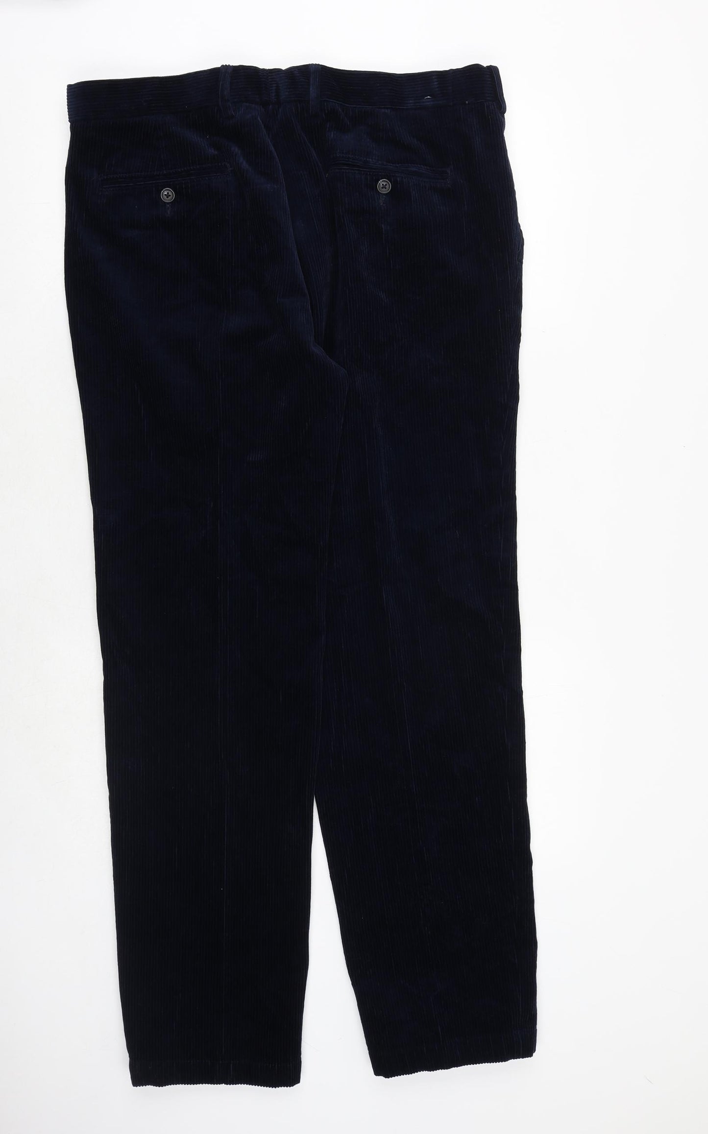 Marks and Spencer Mens Blue Cotton Trousers Size 36 in Regular Zip