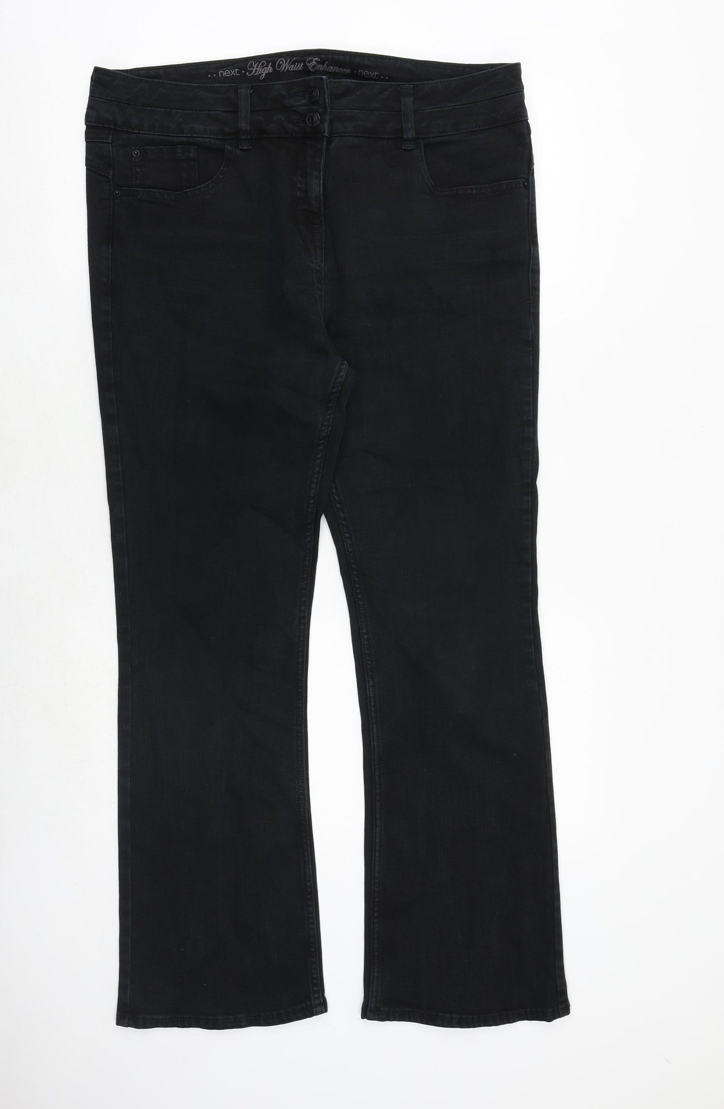 NEXT Womens Black Cotton Bootcut Jeans Size 16 Regular Zip