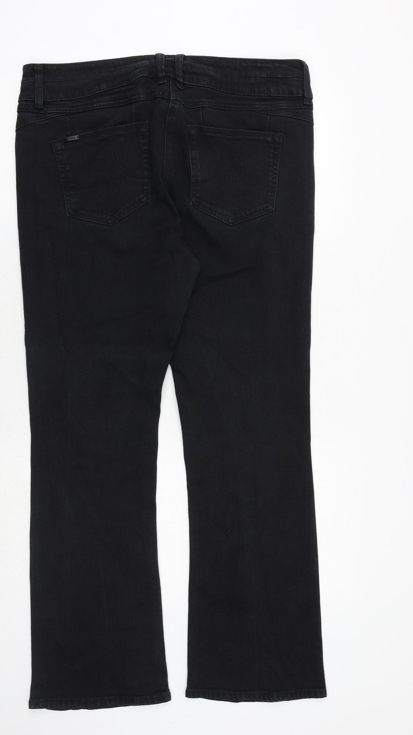 NEXT Womens Black Cotton Bootcut Jeans Size 16 Regular Zip