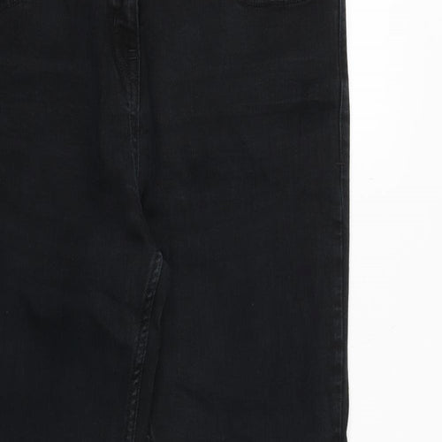 NEXT Womens Black Cotton Bootcut Jeans Size 16 Regular Zip