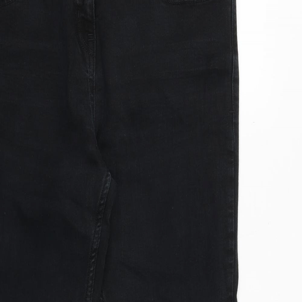 NEXT Womens Black Cotton Bootcut Jeans Size 16 Regular Zip