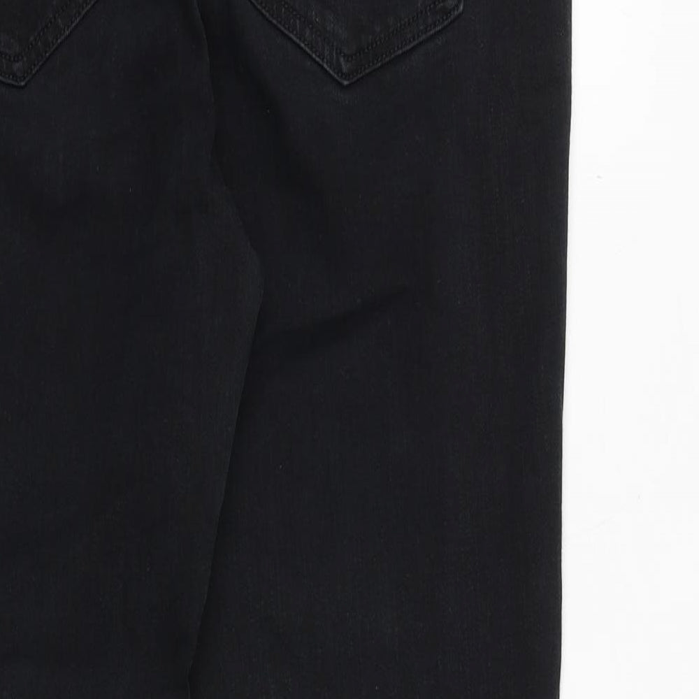 NEXT Womens Black Cotton Bootcut Jeans Size 16 Regular Zip