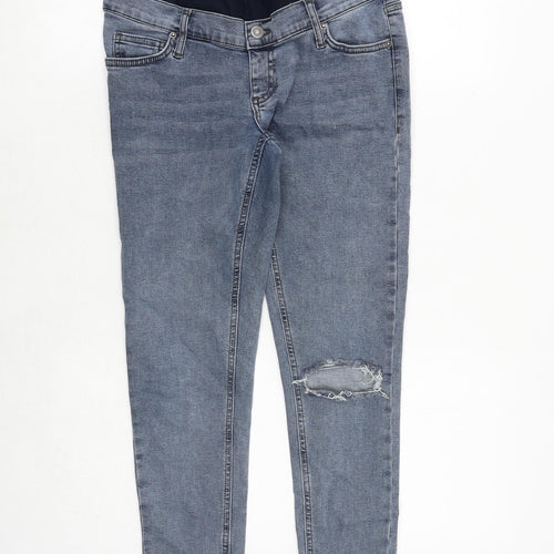 Topshop Womens Blue Cotton Skinny Jeans Size 8 Regular Zip