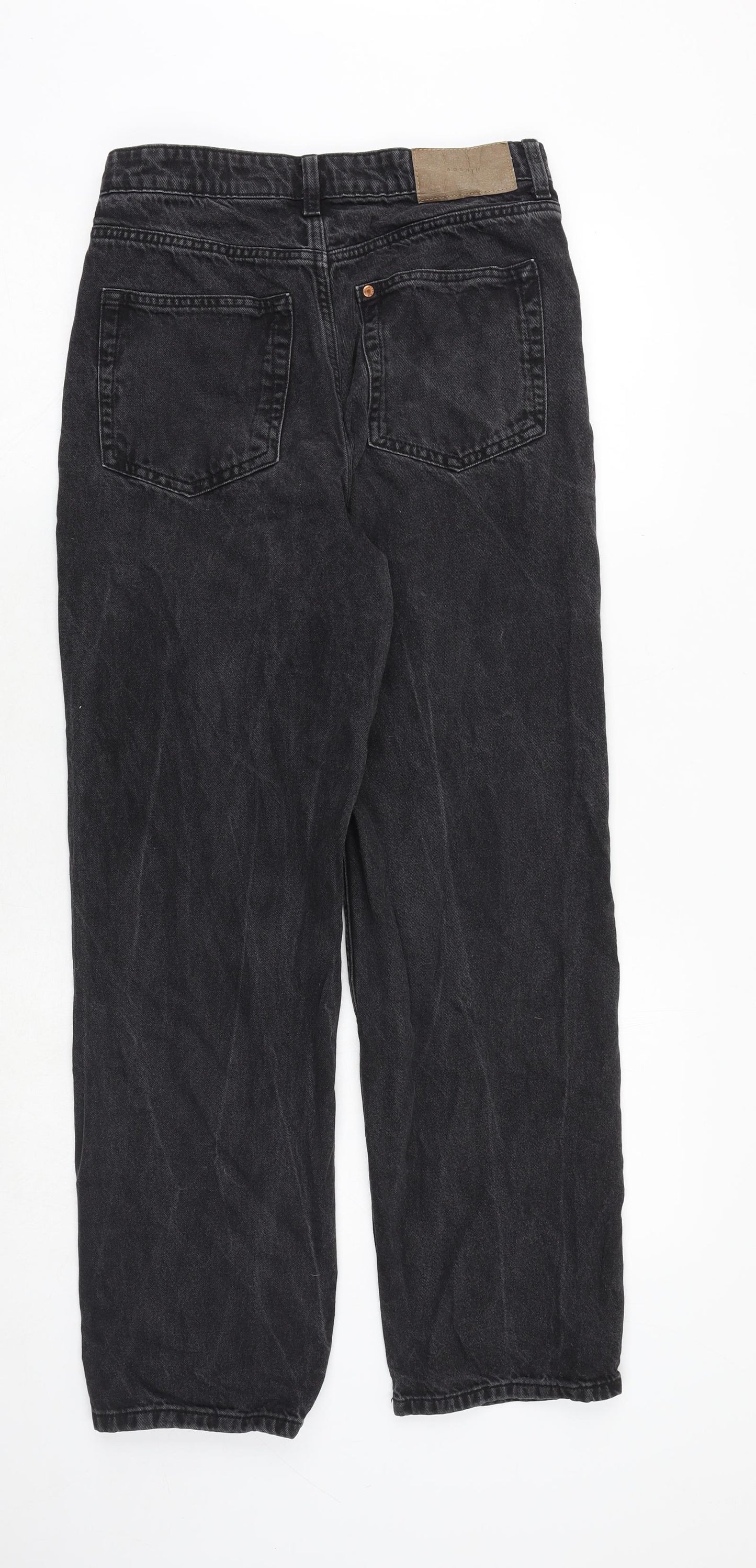 H&M Womens Black Cotton Mom Jeans Size 10 Regular Zip