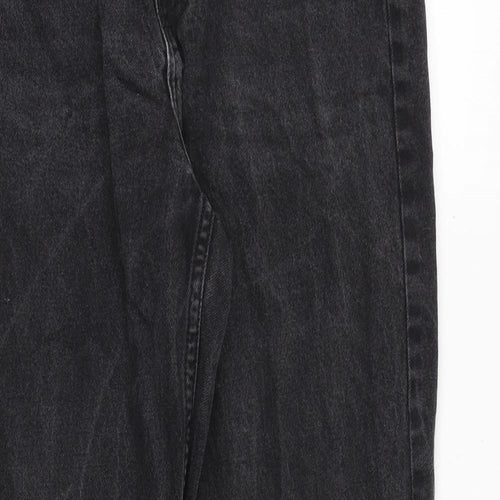 H&M Womens Black Cotton Mom Jeans Size 10 Regular Zip