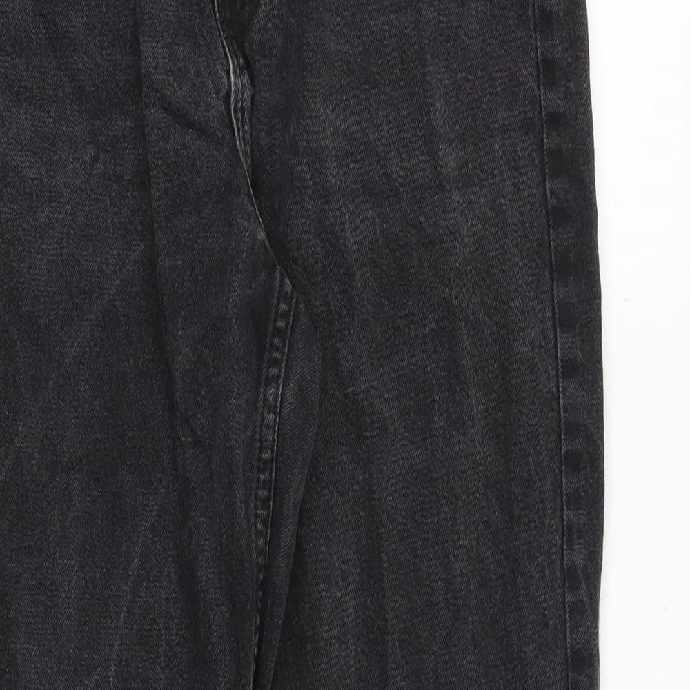 H&M Womens Black Cotton Mom Jeans Size 10 Regular Zip