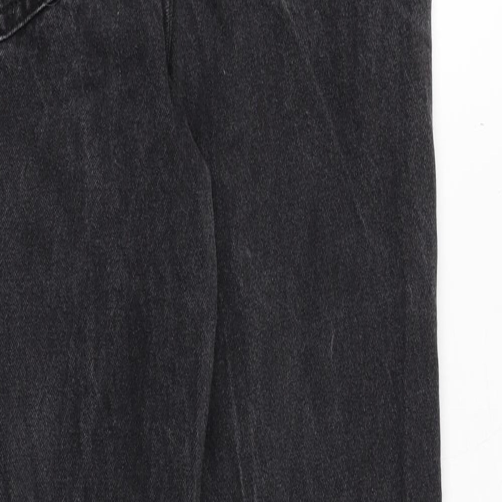 H&M Womens Black Cotton Mom Jeans Size 10 Regular Zip