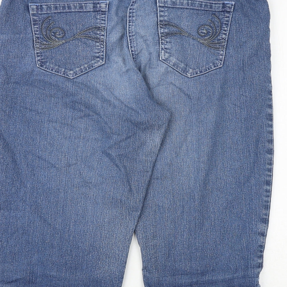 M&Co Womens Blue Cotton Skimmer Shorts Size 14 Regular Zip