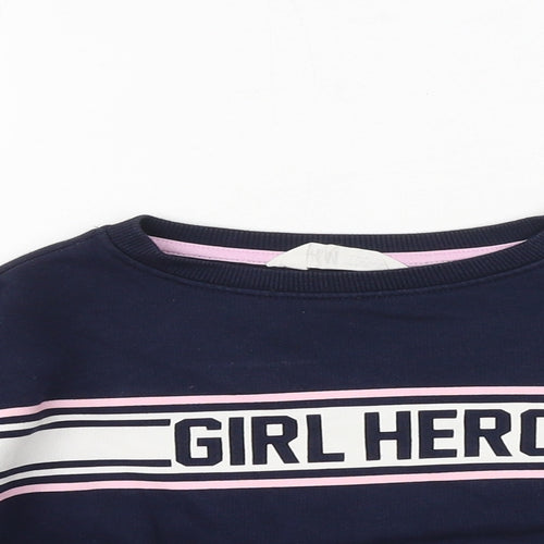 H&M Girls Blue Cotton Pullover Sweatshirt Size 3-4 Years Pullover - Girl Hero