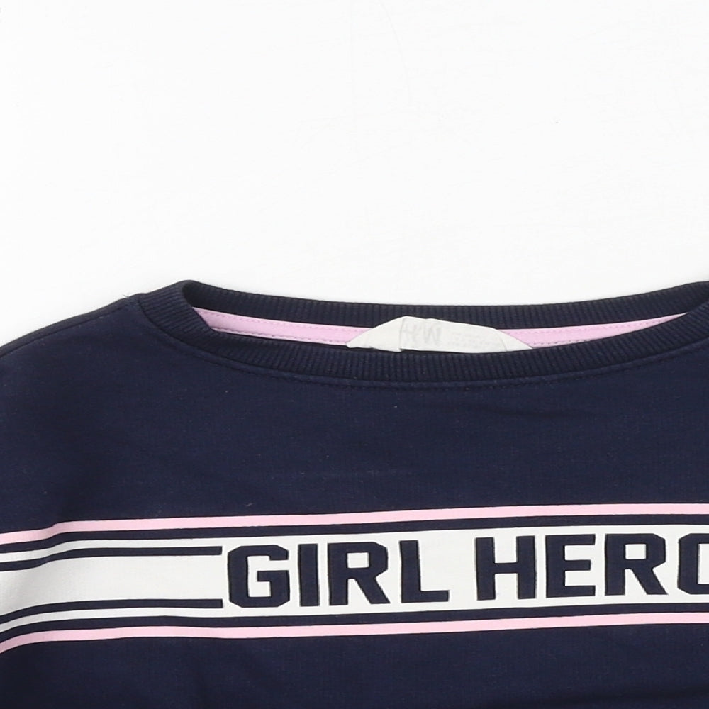H&M Girls Blue Cotton Pullover Sweatshirt Size 3-4 Years Pullover - Girl Hero