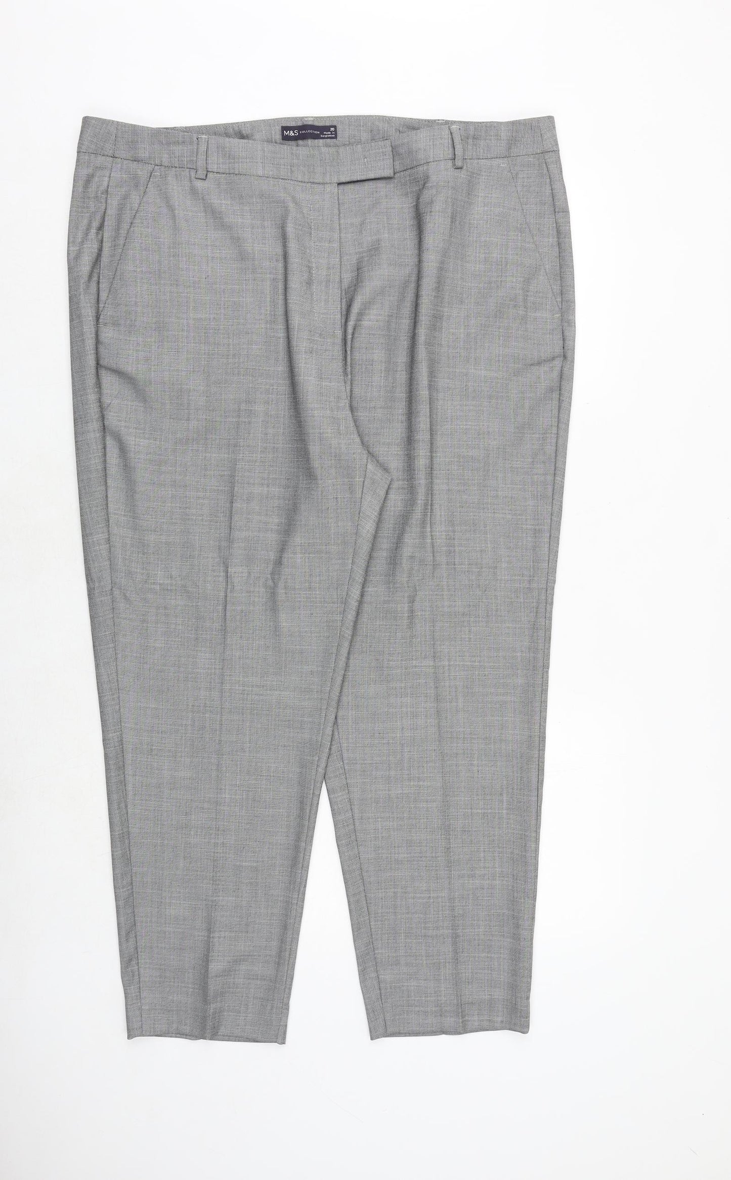 Marks and Spencer Womens Grey Polyester Dress Pants Trousers Size 20 Regular Zip