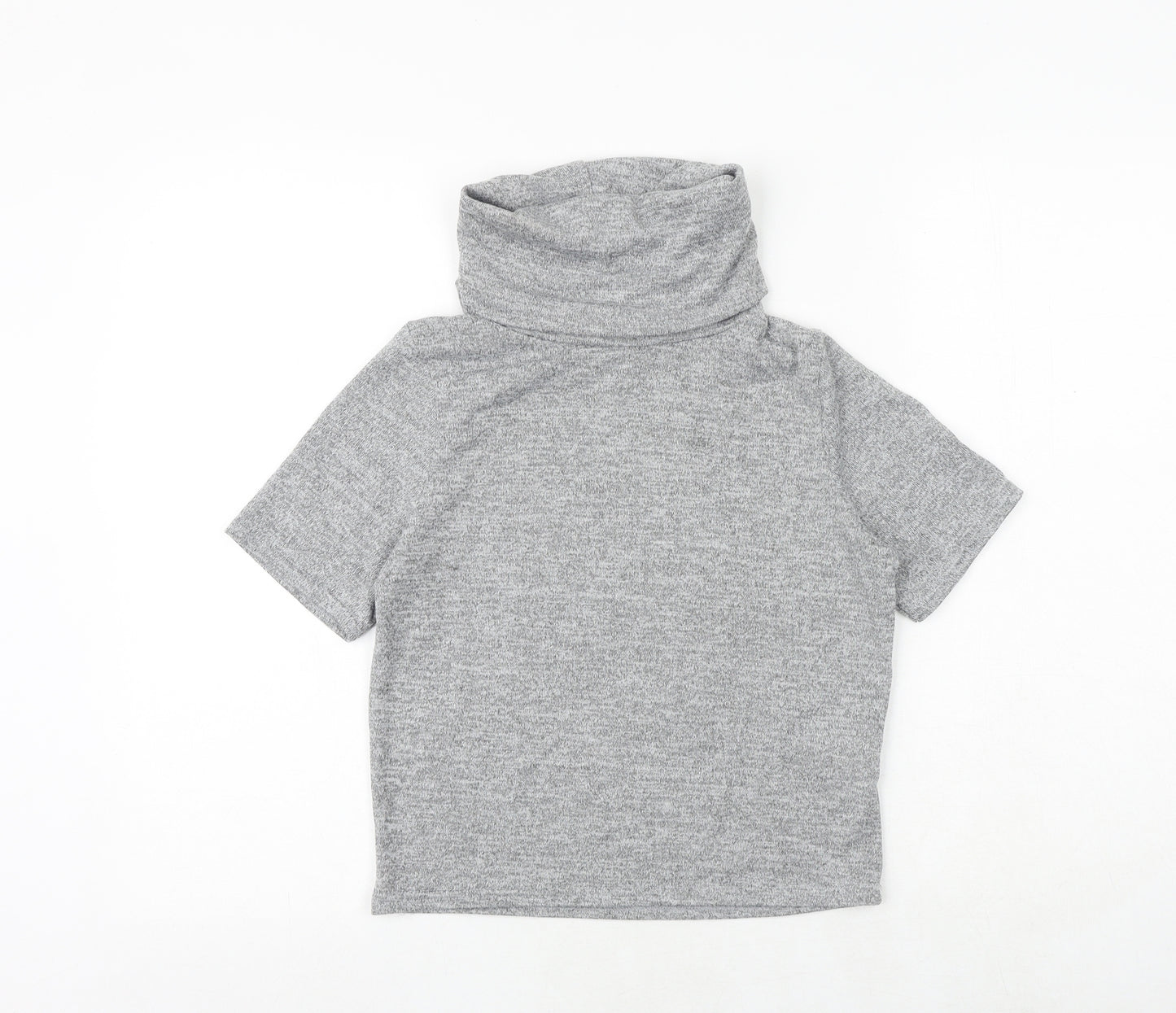 Quiz Womens Grey Polyester Basic T-Shirt Size 10 Roll Neck