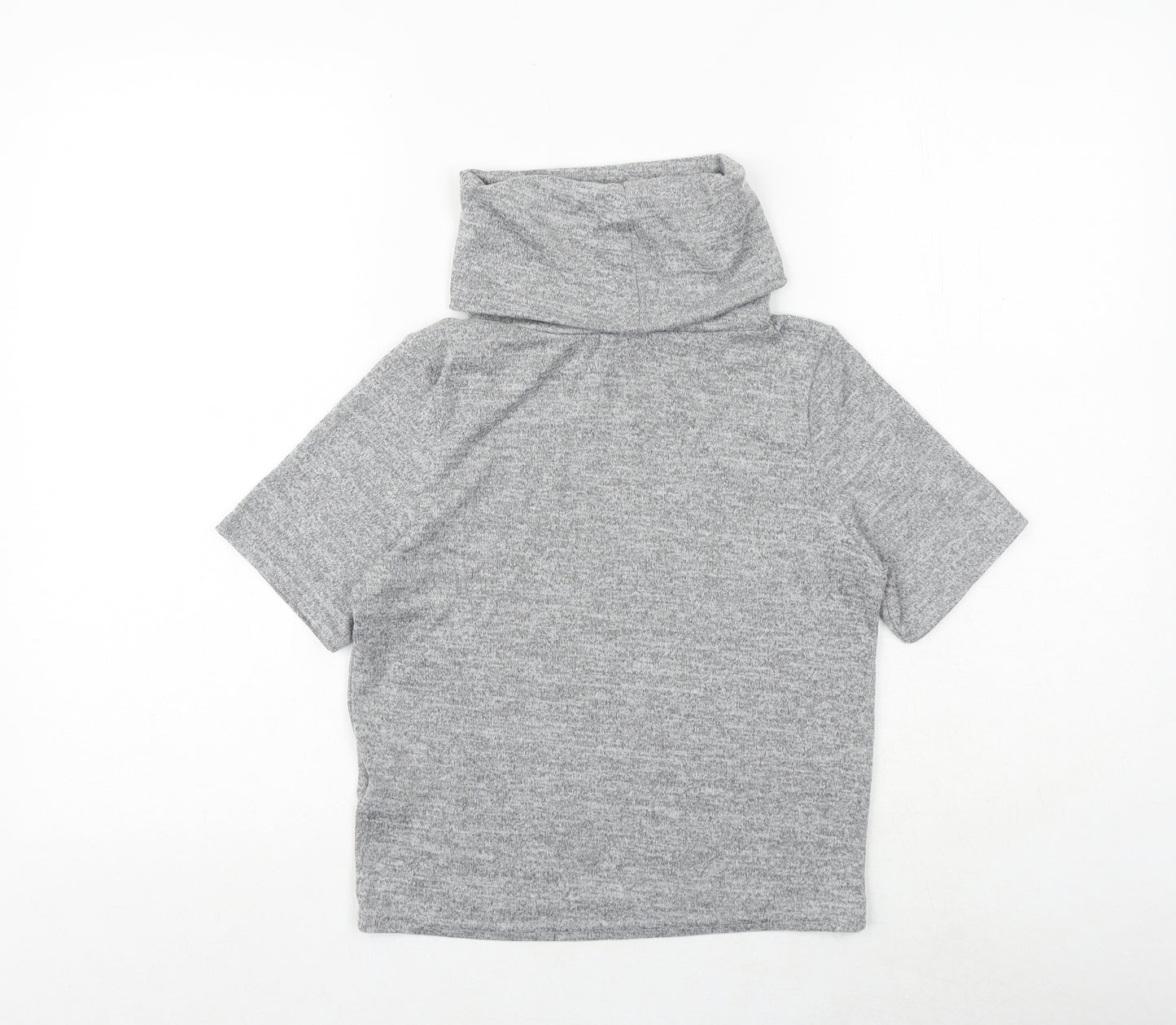 Quiz Womens Grey Polyester Basic T-Shirt Size 10 Roll Neck