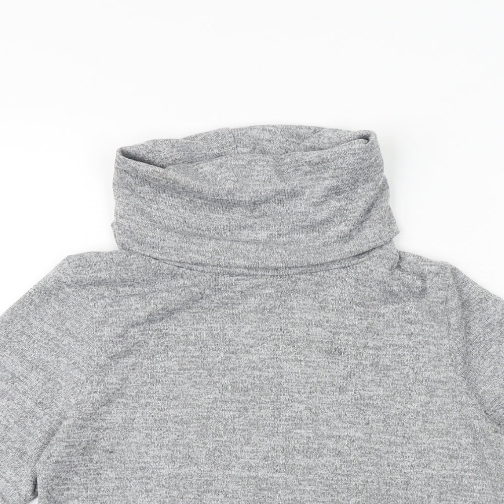 Quiz Womens Grey Polyester Basic T-Shirt Size 10 Roll Neck