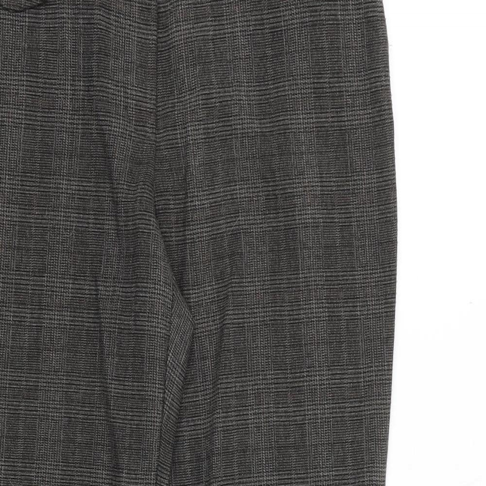 NEXT Womens Brown Plaid Polyester Trousers Size 12 Regular Zip