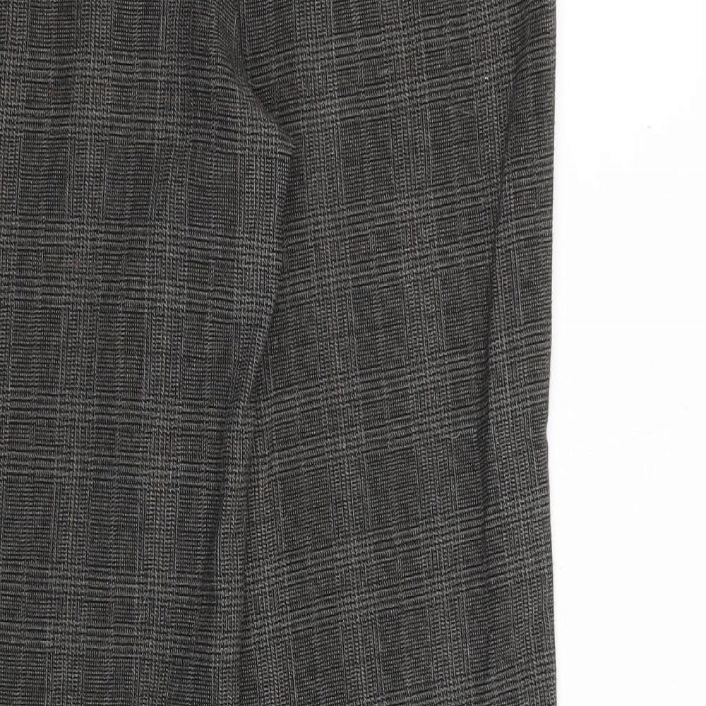 NEXT Womens Brown Plaid Polyester Trousers Size 12 Regular Zip