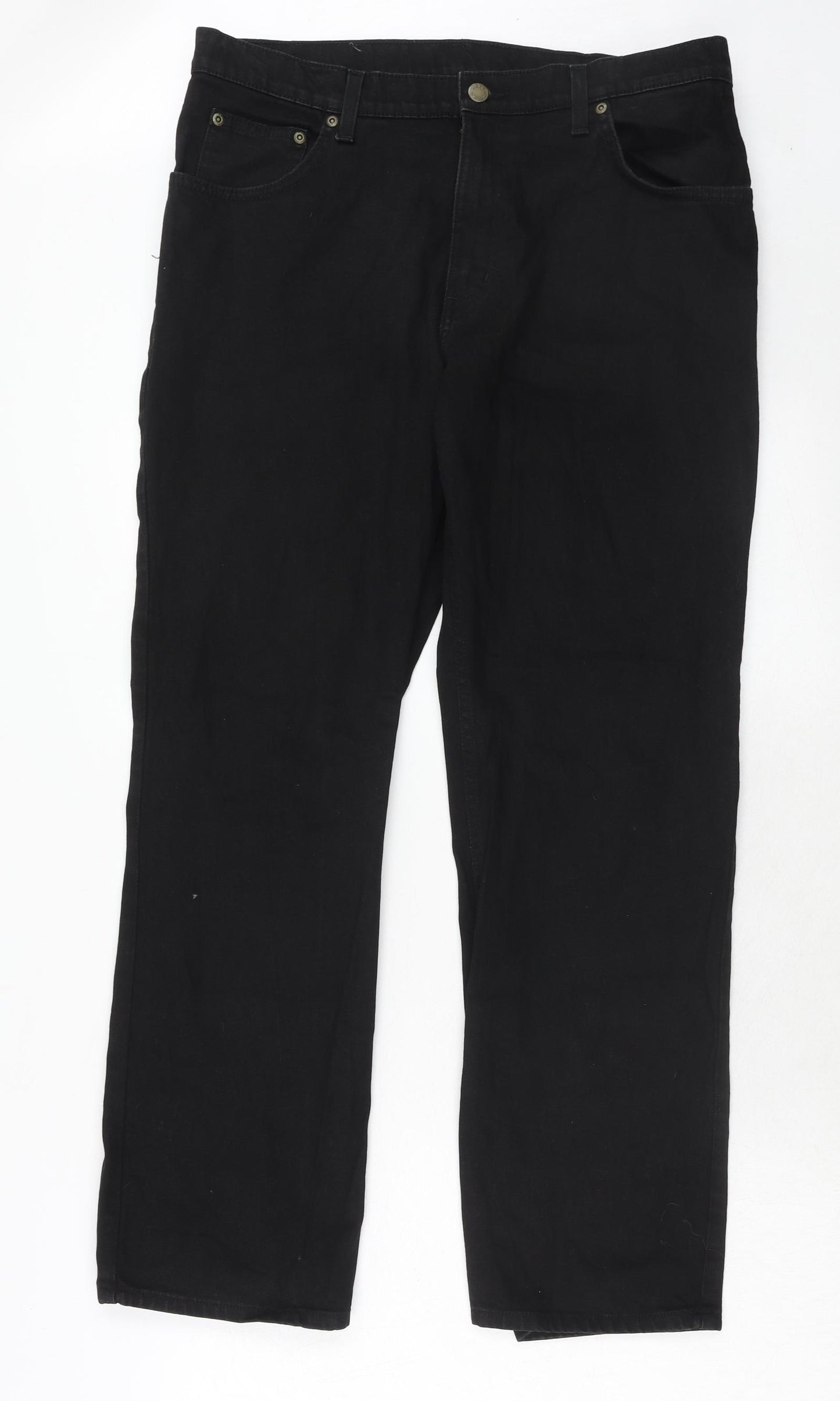 HERO Mens Black Cotton Straight Jeans Size 36 in L30 in Regular Zip