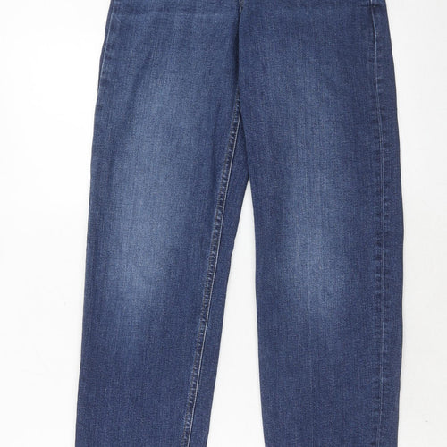 Marks and Spencer Womens Blue Cotton Straight Jeans Size 6 Regular Zip