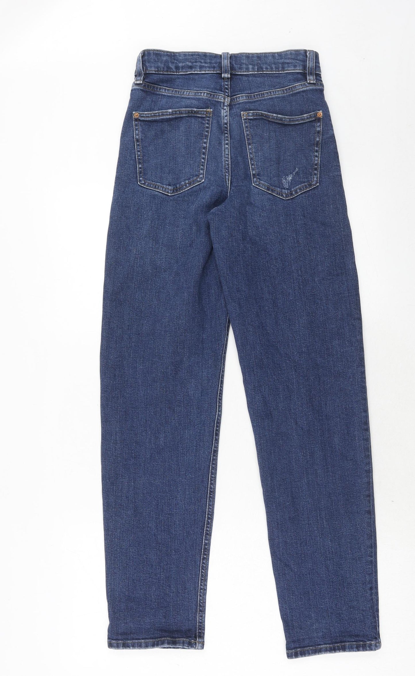 Marks and Spencer Womens Blue Cotton Straight Jeans Size 6 Regular Zip