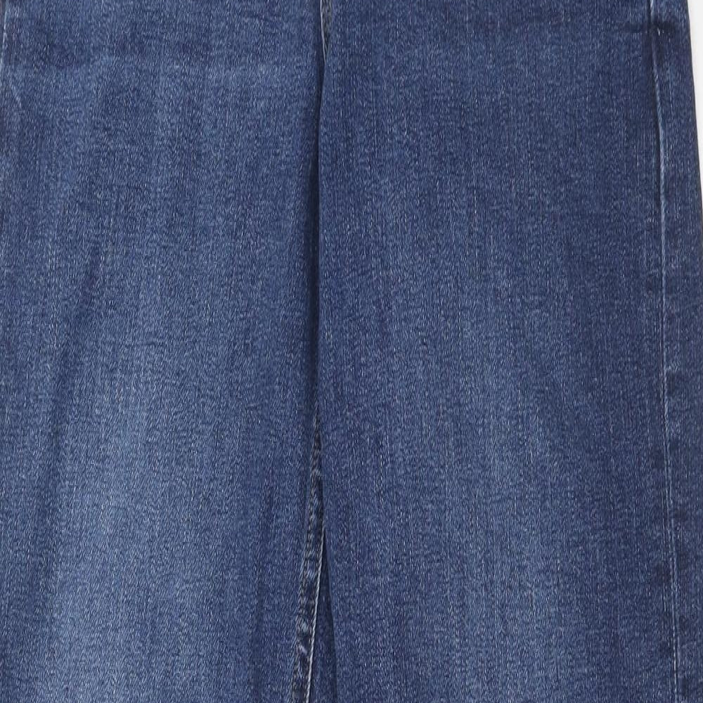 Marks and Spencer Womens Blue Cotton Straight Jeans Size 6 Regular Zip