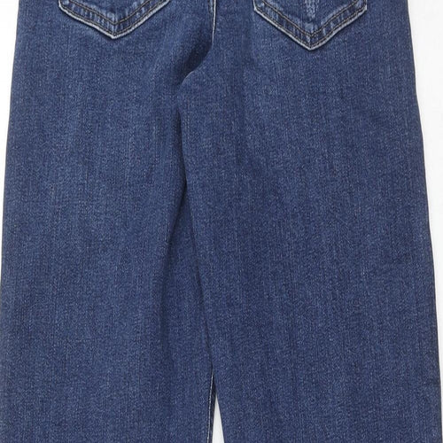 Marks and Spencer Womens Blue Cotton Straight Jeans Size 6 Regular Zip