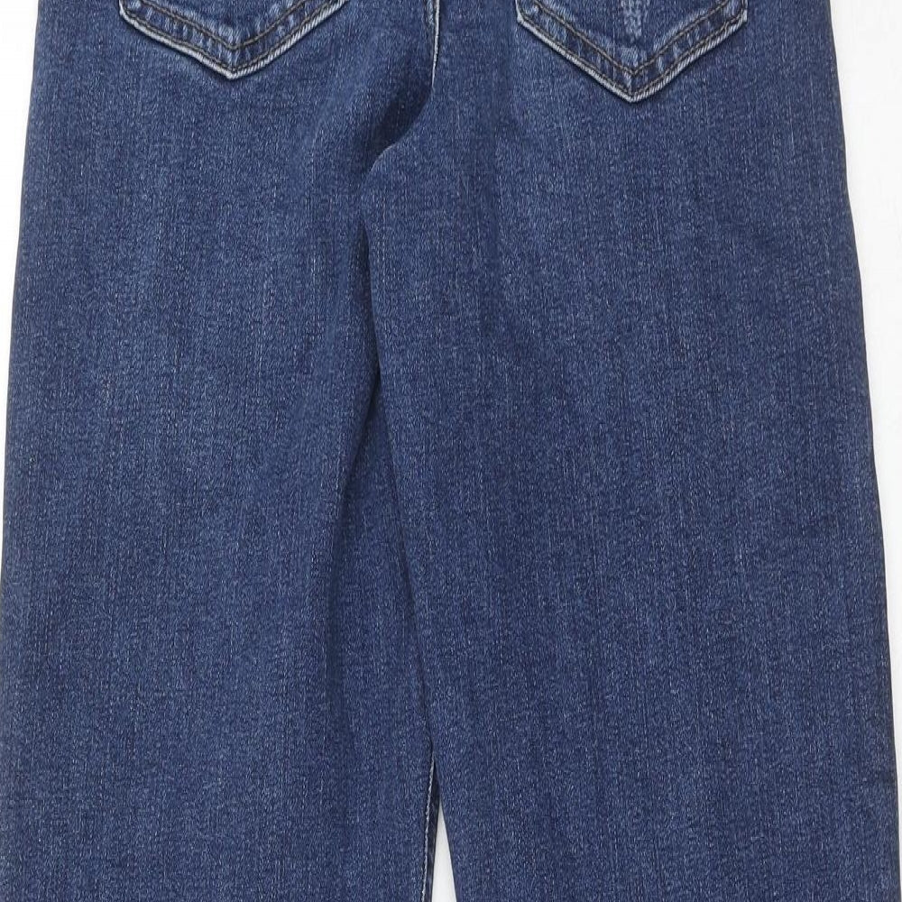 Marks and Spencer Womens Blue Cotton Straight Jeans Size 6 Regular Zip