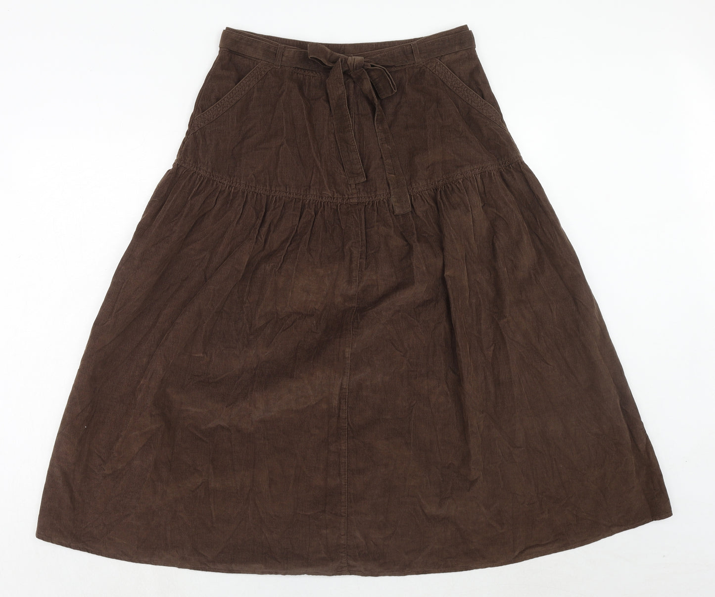 Per Una Womens Brown Cotton Swing Skirt Size 12 Zip