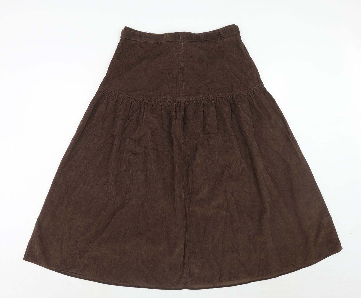 Per Una Womens Brown Cotton Swing Skirt Size 12 Zip