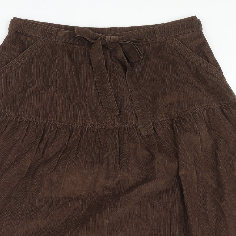 Per Una Womens Brown Cotton Swing Skirt Size 12 Zip