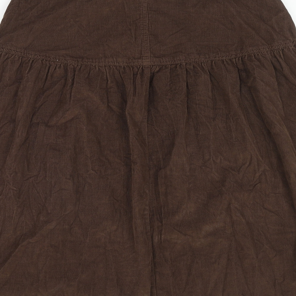 Per Una Womens Brown Cotton Swing Skirt Size 12 Zip