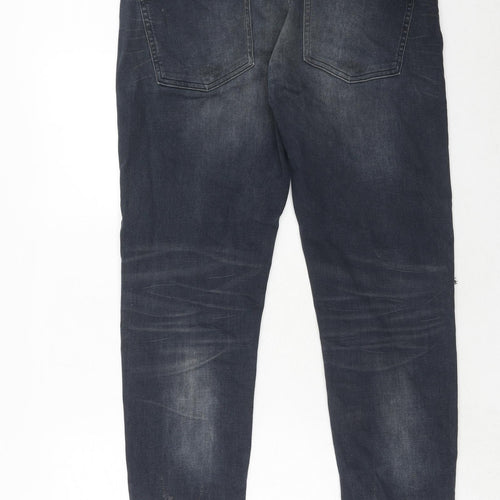 Zara Womens Blue Cotton Straight Jeans Size 18 Regular Zip