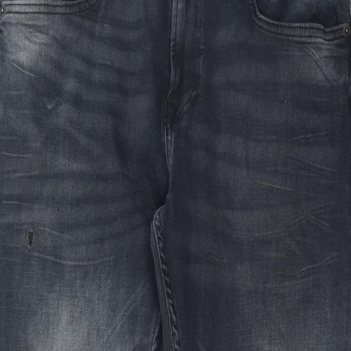 Zara Womens Blue Cotton Straight Jeans Size 18 Regular Zip
