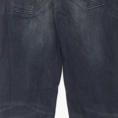 Zara Womens Blue Cotton Straight Jeans Size 18 Regular Zip