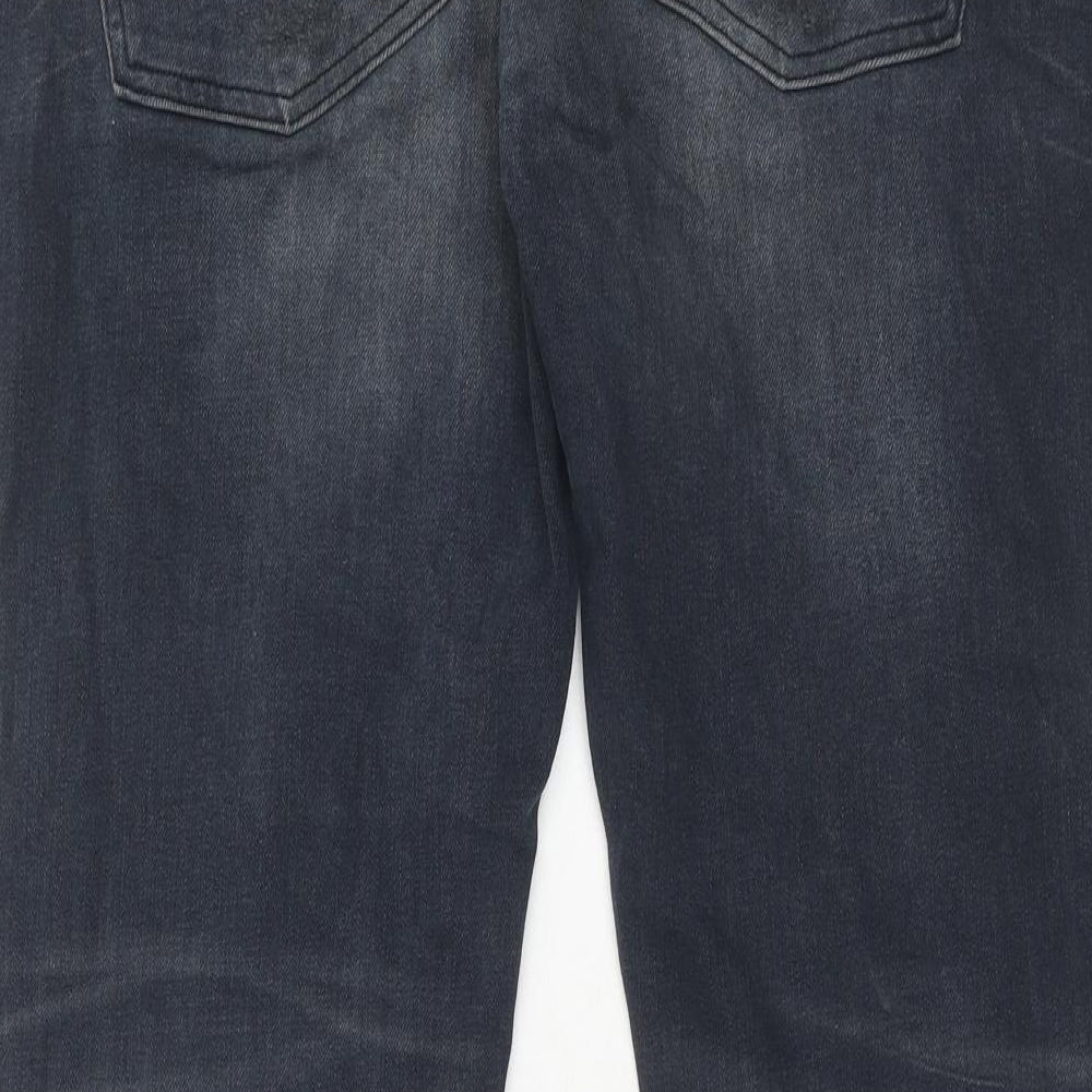 Zara Womens Blue Cotton Straight Jeans Size 18 Regular Zip