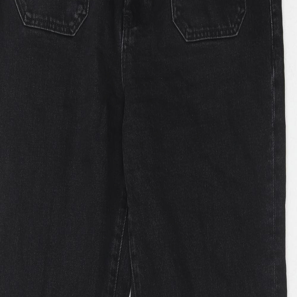 Marks and Spencer Womens Black Cotton Flared Jeans Size 14 Regular Zip