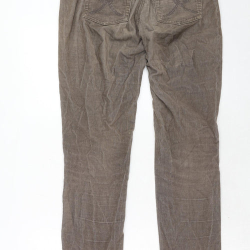 Debenhams Womens Brown Cotton Trousers Size 10 Regular Zip