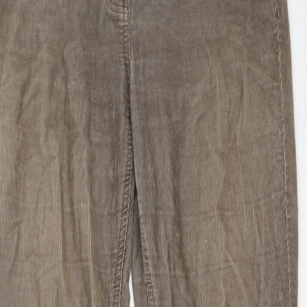 Debenhams Womens Brown Cotton Trousers Size 10 Regular Zip