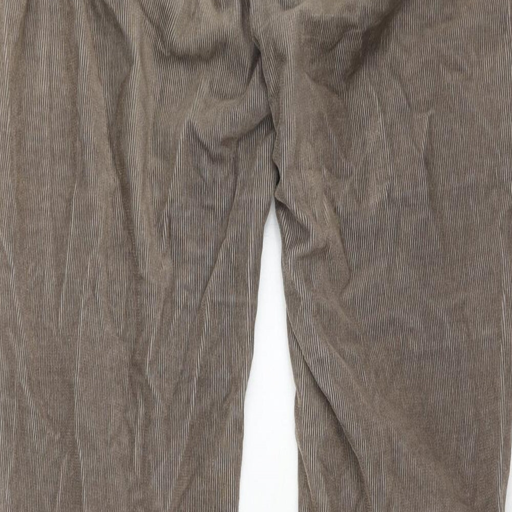 Debenhams Womens Brown Cotton Trousers Size 10 Regular Zip