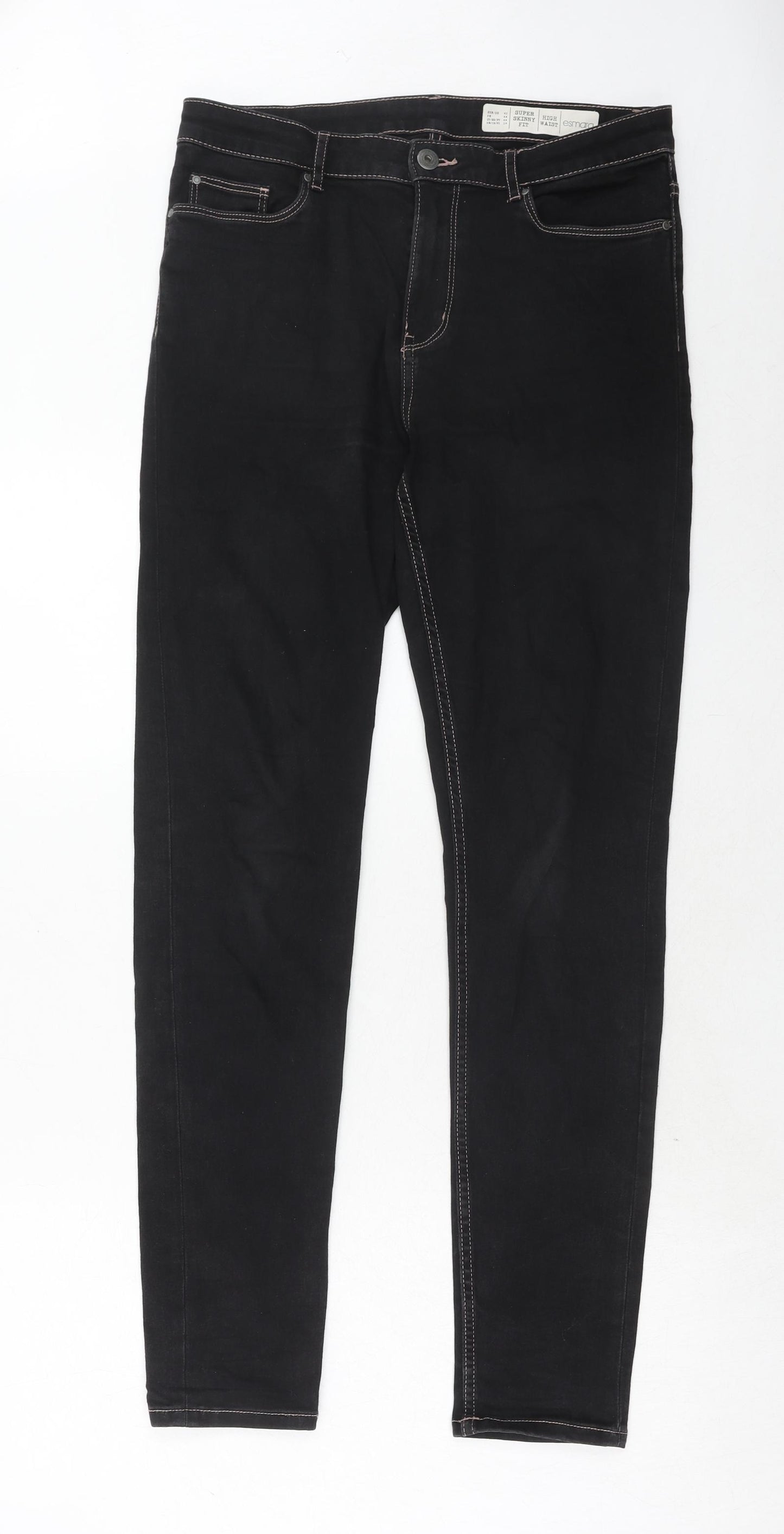ESMARA Womens Black Cotton Skinny Jeans Size 14 Regular Zip