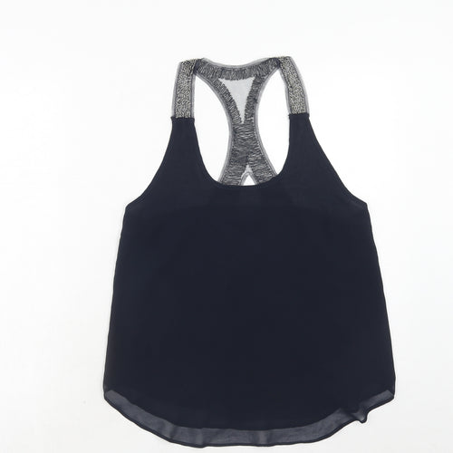 Blonde + Blonde Womens Blue Polyester Basic Tank Size 12 Round Neck