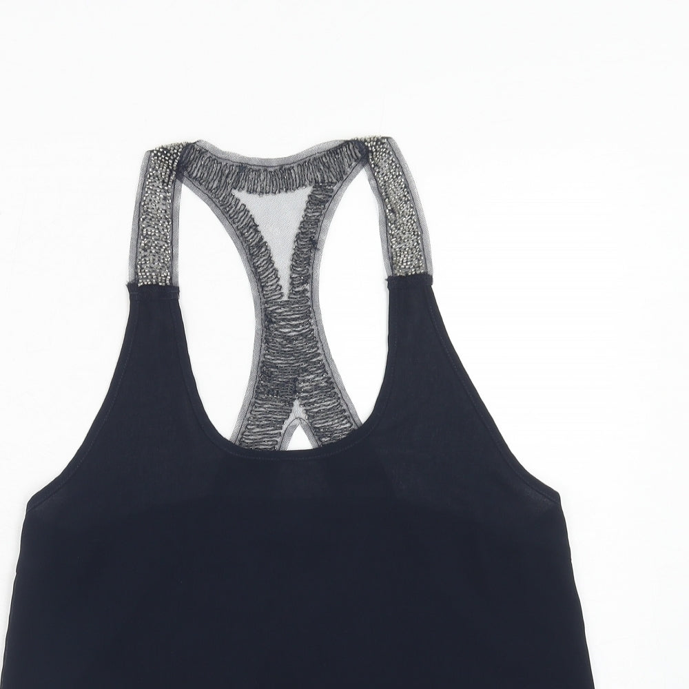 Blonde + Blonde Womens Blue Polyester Basic Tank Size 12 Round Neck