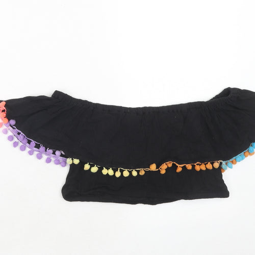 Boohoo Womens Black Cotton Basic Tank Size L Off the Shoulder
