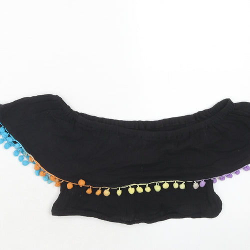 Boohoo Womens Black Cotton Basic Tank Size L Off the Shoulder